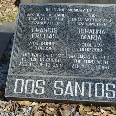 SANTOS Francis Freitas, dos 1914-1996 &amp; Johanna Maria 1917-2013