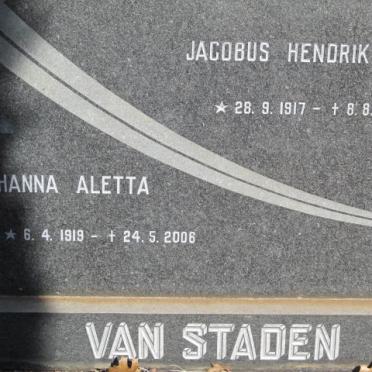 STADEN Jacobus Hendrik, van 1917-1969 &amp; Johanna Aletta 1919-2006