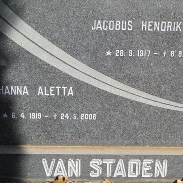 STADEN Jacobus Hendrik, van 1917-1969 &amp; Johanna Aletta 1919-2006