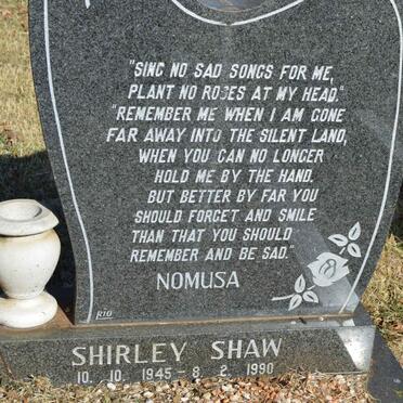 SHAW Shirley 1945-1990