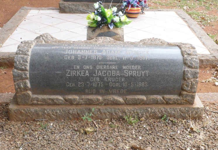 SPRUYT Johannes Adam 1870-1957 &amp; Zirkea Jacoba KRUGER 1875-1963