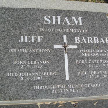 SHAM Shafik Anthony 1923-2003 &amp; Maria Johanna GOUSSARD 1926-2010