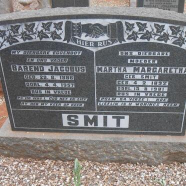 SMIT Barend Jacobus 1886-1957 &amp; Martha Margaretha SMIT 1892-1981