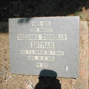 SNYMAN Susanna Cornelia nee V.D. MERWE 1864-1915