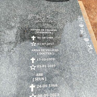 STRYDOM Abe 1968-2023 :: DE VILLIERS Anna 1970-2019 :: DE VILLIERS Vivian 1989-2017