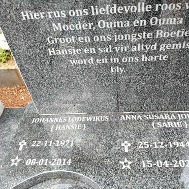 STRYDOM Anna Susara Johanna 1944-2023 :: STRYDOM Johannes Lodewikus 1971-2014 