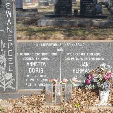 SWANEPOEL Jan Hermanus 1934-2007 &amp; Annetta Doris 1938-1980