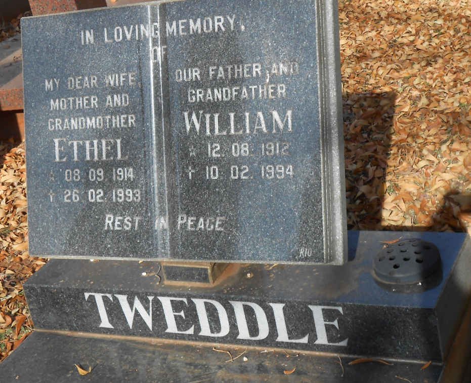 TWEDDLE William 1912-1994 &amp; Ethel 1914-1993