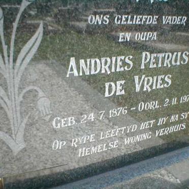 VRIES Andries Petrus, de 1876-1974
