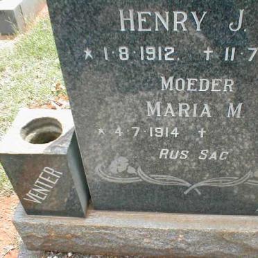 VENTER Henry J.P. 1912-1972 &amp; Maria M. 1914-