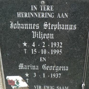 VILJOEN Johannes Stephanus 1932-1995 &amp; Marina Georgena 1937-