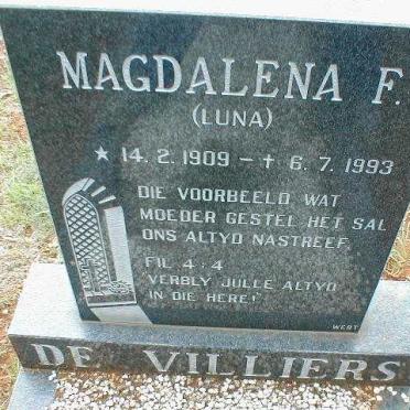 VILLIERS Magdalena F., de 1909-1993