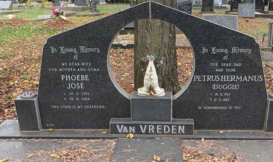 VREDEN Petrus Hermanus, van 1913-1985 &amp; Phoebe José 1915-1984