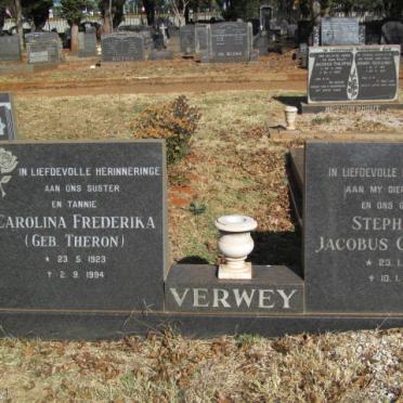 VERWEY Stephanus Jacobus Constant 1926-1975 &amp; Carolina Frederika THERON 1923-1994