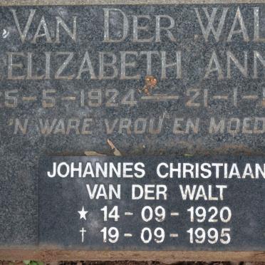 WALT Johannes Christiaan, van der 1920-1995 &amp; Elizabeth Anna 1924-1968