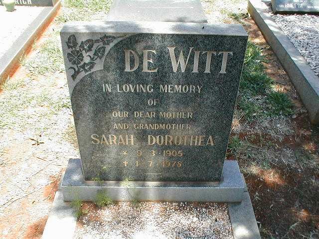 WITT Sarah Dorothea, de 1905-1978