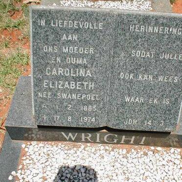 WRIGHT Carolina Elizabeth nee SWANEPOEL 1885-1974