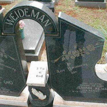 WEIDEMAN Jemima Kezia nee RIEKERT 1934-