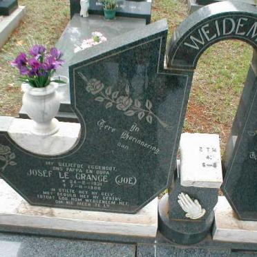 WEIDEMAN Josef le Grange 1931-1988 &amp; Jemima Kezia RIEKERT 1934-
