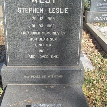WEST Leslie Allen 1931-2013 :: WEST Stephen Leslie 1958-1997