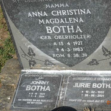 BOTHA Johnny 1925-2004 :: BOTHA Anna Christina Magdalena nee OBERHOLZER 1927-1983