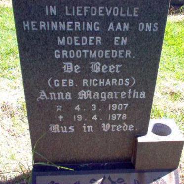 BEER  Anna Magaretha, de geb. RICHARDS 1907-1978