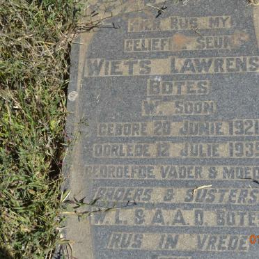 BOTES Wiets Lawrens 1921-1939