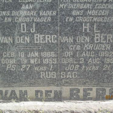 BERG D.J., van den 1886-1953 &amp; H.L. KRUGER 1892-1951