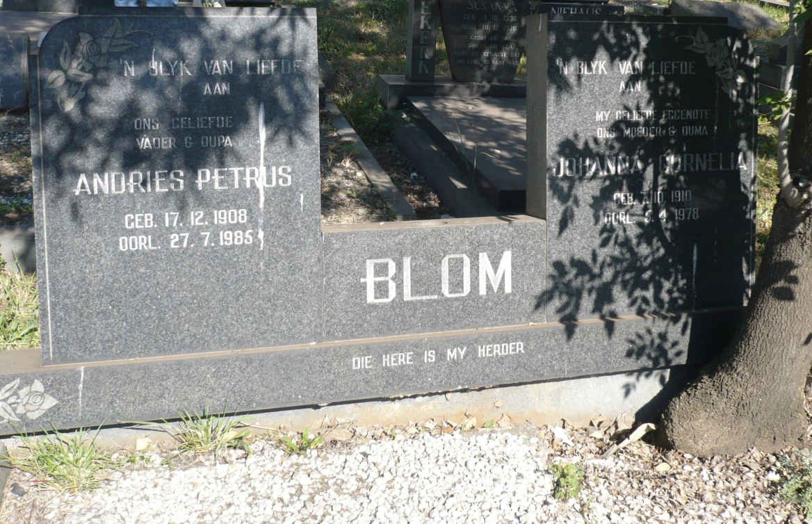 BLOM Andries Petrus 1908-1985 &amp; Johanna Cornelia 1910-1978