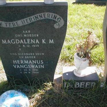 BEER Magdalena K.M. de :: DE BEER Hermanus Vangswain 1961-1984