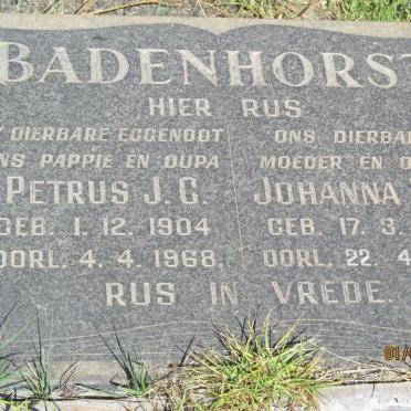 BADENHORST Petrus J.C. 1904-1968 &amp; Johanna W.E. 1907-1982
