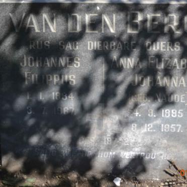 BERG Johannes Filippus, van den 1884-1967 &amp; Anna Elizabeth Johanna NAUDE 1885-1957