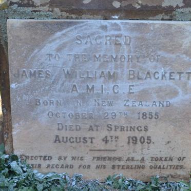 BLACKETT James William 1855-1905