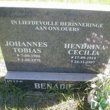 BENADIE Johannes Tobias 1906-1975 &amp; Hendrina Cecilia 1910-1997