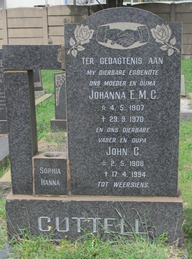 CUTTELL John C. 1908-1994 &amp; Johanna E.M.C. 1907-1970