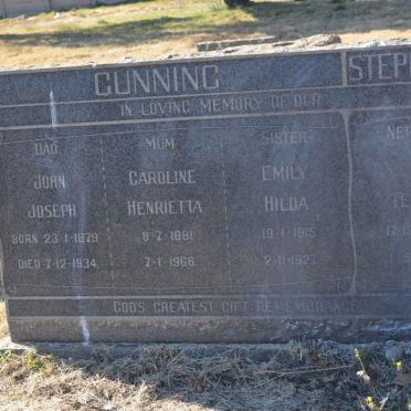 CUNNING John Joseph 1879-1934 &amp; Caroline Henrietta 1881-1966 :: CUNNING Emily Hilda 1915-1927 :: STEPHENS Teddy 1930-1949