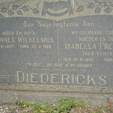 DIEDERICKS Johannes Wilhelmus 1887-1969 &amp; Isabella Fredrieka VENTER 1895-1964