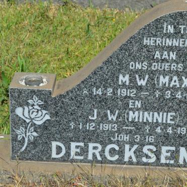 DERCKSEN M.W. 1912-1965 &amp; J.W. 1913-1997