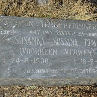 EDWARDS Susanna Sussina formerly VERWEY 1900-1984