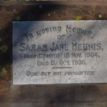 HEUNIS Sarah Jane nee CHRISTIE 1904-1936