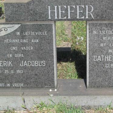 HEFER Frederik Jacobus 1913- &amp; Catherina Maria M. LABUSCHAGNE 1920-1979