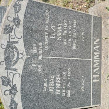 HAMMAN Josias Hendrik 1891-1965 &amp; Elze Sophia PIETERS 1892-1958