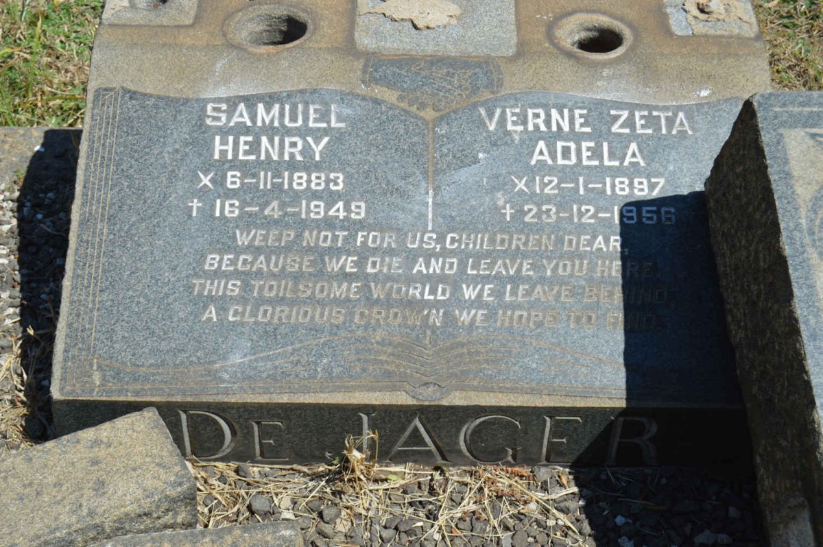 JAGER Samuel Henry, de 1883-1949 &amp; Verne Zeta Adela 1887-1956