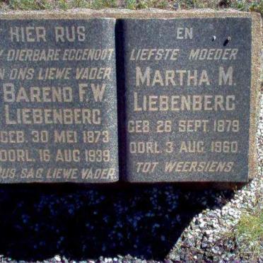 LIEBENBERG Barend F.W. 1873-1939 &amp; Martha M 1879-1960