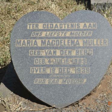 MULLER Maria Magdalena nee VAN DEN BERG 1889-1938