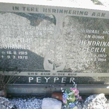 PEYPER Gotlieb Johannes 1919-1978 &amp; Hendrina Cecilia 1920-1994