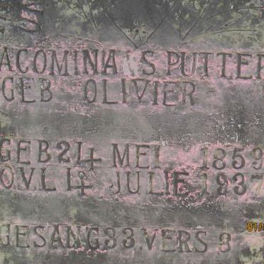 PUTTER Jacomina S. nee OLIVIER 1859-1937