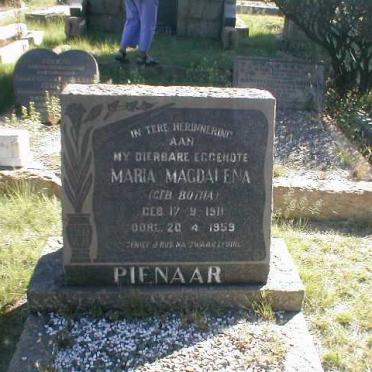 PIENAAR Maria Magdalena nee BOTHA 1911-1959
