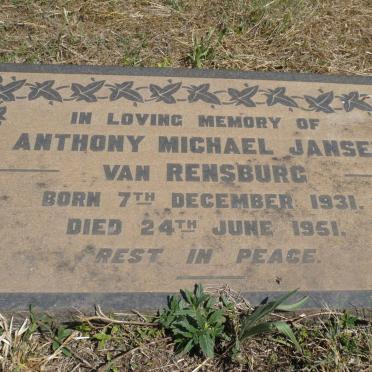 RENSBURG Anthony Michael, Jansen van 1931-1951