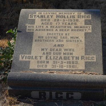 RIGG Violet Elizabeth 1883-1961 :: RIGG Stanley Hollis -1938 ::